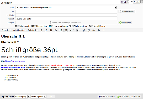 Der neue E-Mail Editor