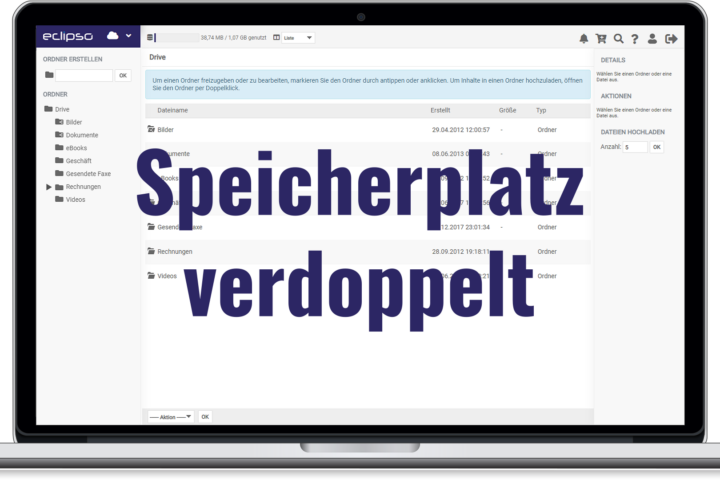 eclipso Business - Doppelter Speicherplatz