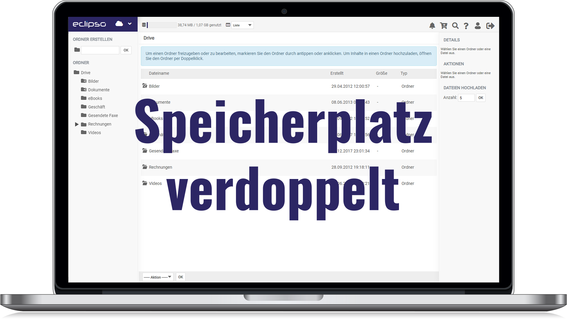 eclipso Business - Doppelter Speicherplatz