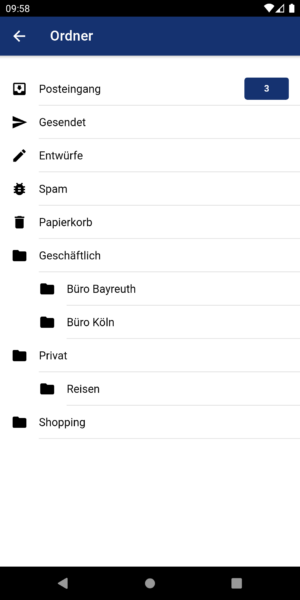 E-Mail-Ordner Übersicht