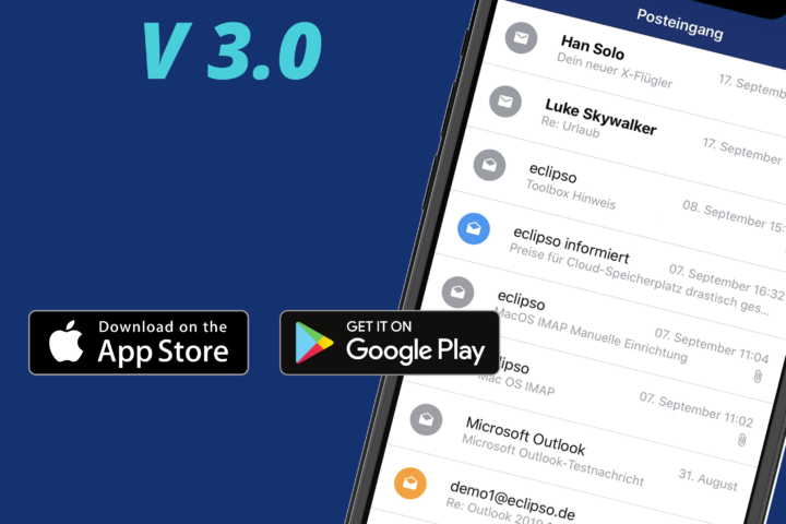 Update: eclipso Mail & Cloud App V3 für iOS und Android
